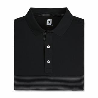 Men's Footjoy Lisle Golf Shirts Black/Grey NZ-445135